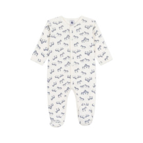 Pyjama Bébé en Velours Imprimé Zèbre - Petit Bateau