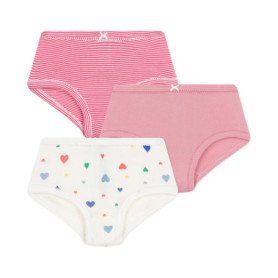 Lot de 3 Culottes Fille Taille Haute Imprimé Cœurs - Petit Bateau
