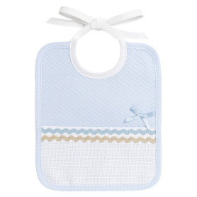 Bavoir Doux à Broder Motif Losanges Bleu pour Bébé - Personnalisable