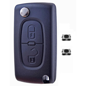 Coque Clé Pliable ANGOFIZ 2 Boutons pour Peugeot et Citroën