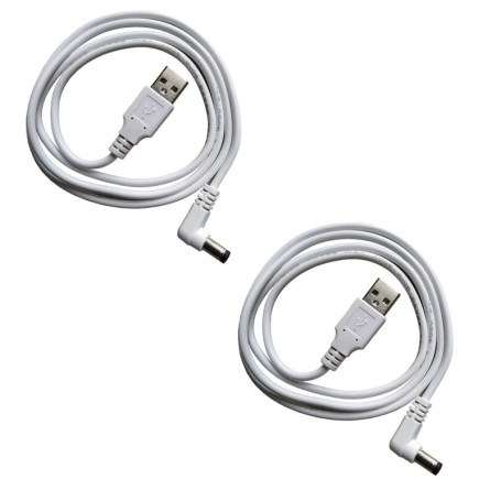 Câble d'Alimentation USB vers DC 5V - Lot de 2 Adaptateurs 1m Blanc
