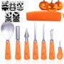 Kit de Sculpture de Citrouille Halloween Taspire - 7 Outils en Acier Inoxydable avec Pochoirs