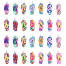 Lot de 50 breloques tongs en argile colorée pour créations DIY