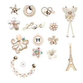 Breloques de Chaussures Multicolores ECSiNG - 15 Pièces en Cristal et Métal