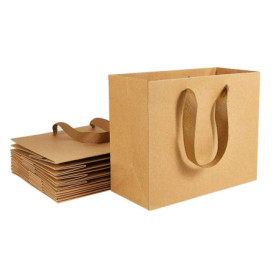 Pack de 10 Sacs en Papier Kraft Brun avec Poignées - Idéal pour Cadeaux et Achats