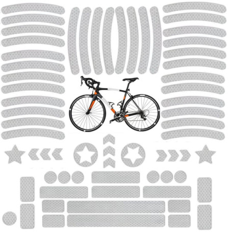 Lot de 66 autocollants réfléchissants pour jantes de vélo - Visibilité accrue