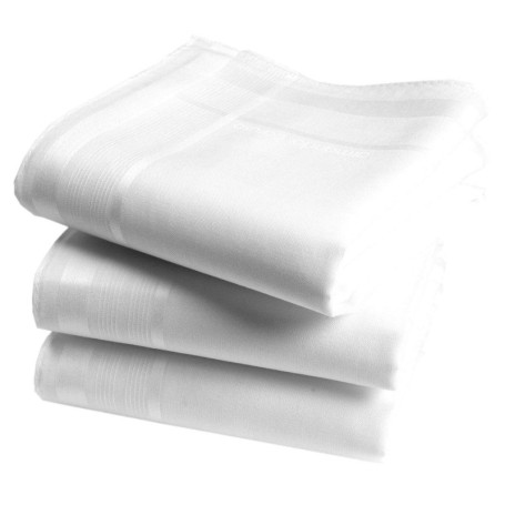Mouchoirs Blancs Roulottés en Coton - Coffret de 3 pièces Modèle ALBIN