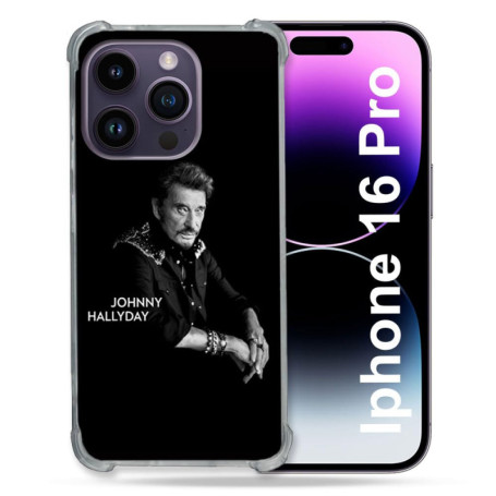 Coque Renforcée Cokitec pour iPhone 16 Pro - Protection Johnny Hallyday Noir