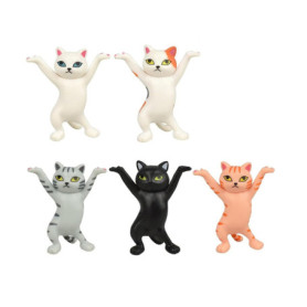 Lot de 5 Porte-Stylos Chats Dansants - Supports Mignons pour Bureau et Décoration