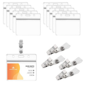 BAMZOK 50 Porte-Badges Transparent avec Clips - Idéal pour Événements et Séminaires