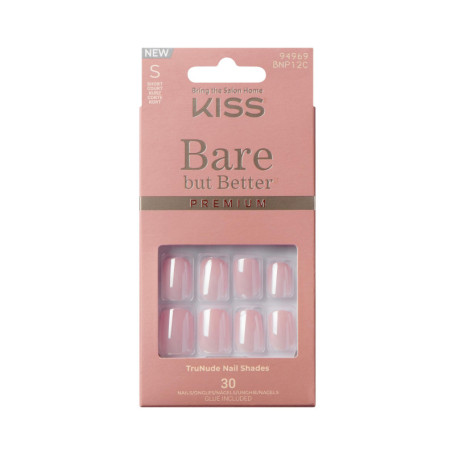 KISS Bare but Better - Lot de 30 Faux Ongles Pression Rose Intro