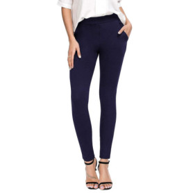 Pantalon Skinny Fit Femme Bamans - Élégant et Confortable en Coton Noir