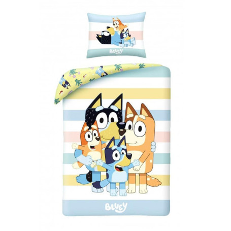 Parure de lit réversible Bluey Bingo Bandit 140x200 cm - 100% coton