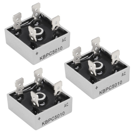 Pack de 3 Diodes Redresseuses KBPC5010 50A 1000V - Pont Redresseur Monophase 13,22 €