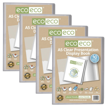 Lot de 4 porte-vues transparents A5 éco-responsables avec 40 pochettes 25,64 €