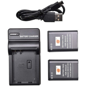 Pack de 2 Batteries Li-Ion DSTE EN-EL23 avec Chargeur USB pour Nikon Coolpix