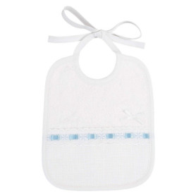 Bavoir Bébé à Broder en Éponge Douce - Filet (Bleu)