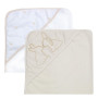 Trois Kilos Sept, Lot 2 Capes de Bain Bébé avec Capuche, Lapin Beige et Blanc, 70x70cm, Éponge Douce et Absorbante, pour Nouveau