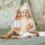 Trois Kilos Sept, Lot 2 Capes de Bain Bébé avec Capuche, Lapin Beige et Blanc, 70x70cm, Éponge Douce et Absorbante, pour Nouveau
