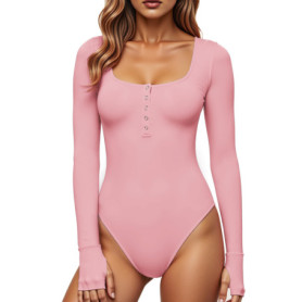 Body Femme GJY à Manches Longues en Rose Mignon