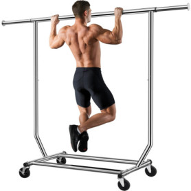 Portant à Vêtements Camabel avec Roulettes et Hauteur Réglable 130-190 cm