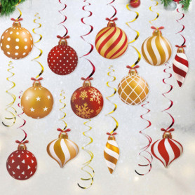 30 Pcs Décorations de Noël en Spirale Rouge et Doré pour Plafond