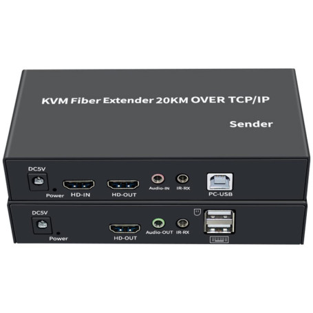 Extendeur KVM Fibre 20km HDMI USB avec Télécommande - Full HD 1080p