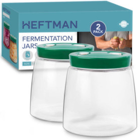 Lot de 2 bocaux de fermentation HEFTMAN 1L avec aération pour kéfir et kimchi