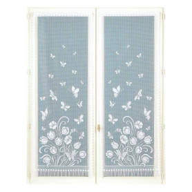 Paire de Vitrages Dentelés en Polyester Blanc 120x60 cm