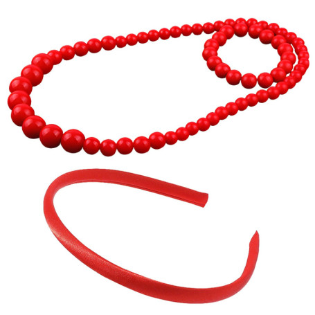Parure de bijoux en acrylique rouge - Collier et bracelet assortis
