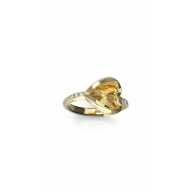 Bague en Acier Doré avec Pierre Jaune en Forme de Cœur - GUESS