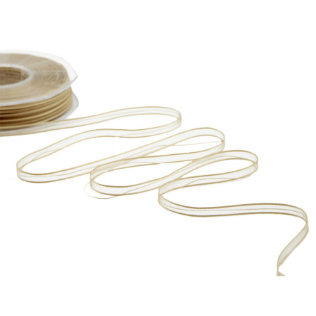 Ruban Voile Beige Furlanis avec Tirant Central - 6 mm x 50 m pour Cadeaux et Décorations