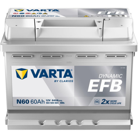 Batterie Varta 60 Ah 650 A EN 12V pour Voiture