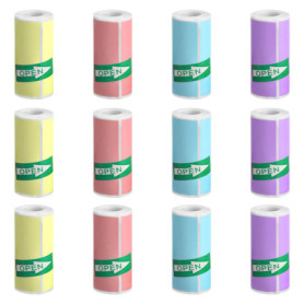 Papier Thermique Coloré APOMOONS pour Imprimante - 12 Rouleaux 57x30 mm