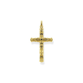 Pendentif Croix en Argent Sterling 925 Plaqué Or Jaune 750 avec Zircone - Thomas Sabo