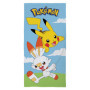 Serviette de Plage Pokémon Pikachu et Scorbunny - 100% Coton Multicolore - 70 x 140 cm