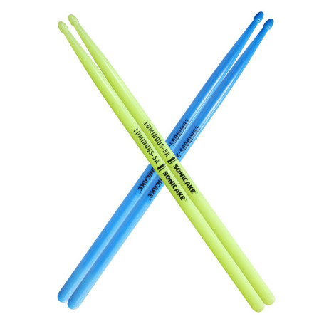 Baguettes de tambour SONICAKE 5A - 2 paires en nylon bleu et vert