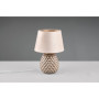 Lampe de Table Ariana en Céramique Beige avec Abat-jour Velours Doré