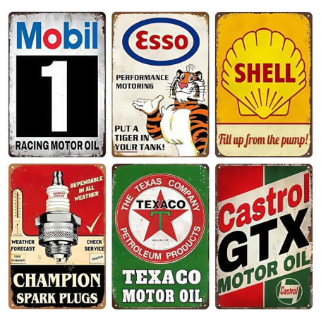 Lot de 6 Plaques Murales Rétro en Métal - Décoration Vintage pour Atelier et Maison