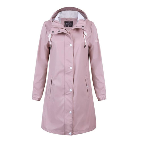 Veste de Pluie Softshell Femme - Parka Imperméable Rose avec Capuche