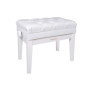 Banc de Piano Réglable RPB-500PW en Bois Blanc Poli avec Rangement