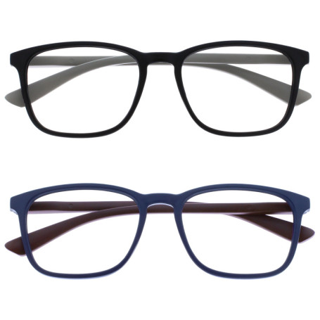 Lunettes de Lecture OPULIZE Max - 2 Paires Noir et Bleu Mat - Confort et Style