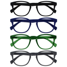 Pack de 4 Lunettes de Lecture Rétro Rondes - Noir, Bleu, Vert, Gris