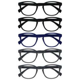 Pack de 5 Lunettes de Lecture Rétro Rondes - Noir, Bleu et Gris - Unisexe
