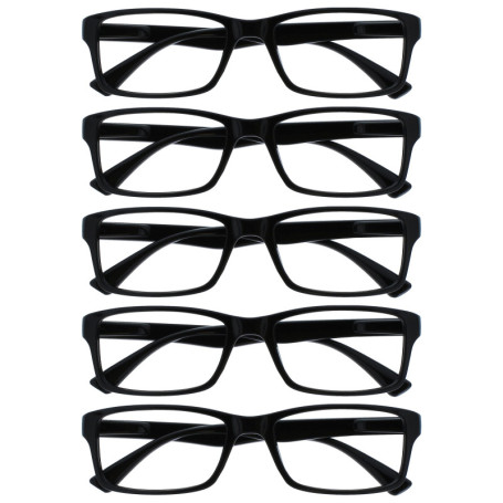 Pack de 5 Lunettes de Lecture Noires pour Hommes et Femmes - OPULIZE