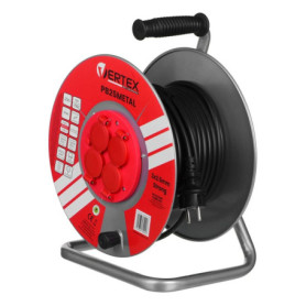 Rallonge Électrique Vertex PB25METAL 25 m - Câble Noir avec 4 Prises Schuko