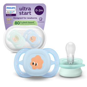 Philips Avent Sucettes Ultra Start pour Nouveau-nés - Lot de 2 avec Étui de Stérilisation