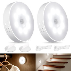 Veilleuse LED Rechargeable avec Détecteur de Mouvement - Lot de 2