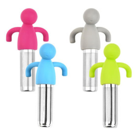 Lot de 4 filtres à thé en acier inoxydable avec poignée en silicone