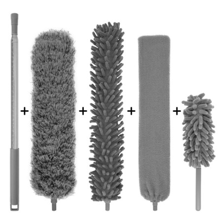 Plumeau en Microfibre avec Manche Télescopique en Acier Inoxydable - Nettoyage Efficace
